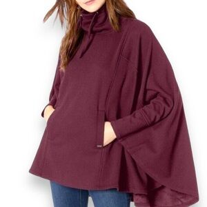 UGG Women's Rich Burgundy Turtleneck Poncho XS kangaroo pocket